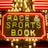 Bright neon lights on a marquee sign display the words 'RACE & SPORTS BOOK'. The sign is surrounded by rows of yellow and white lights against a red background, evoking a vibrant, energetic atmosphere typically associated with casinos or entertainment venues.